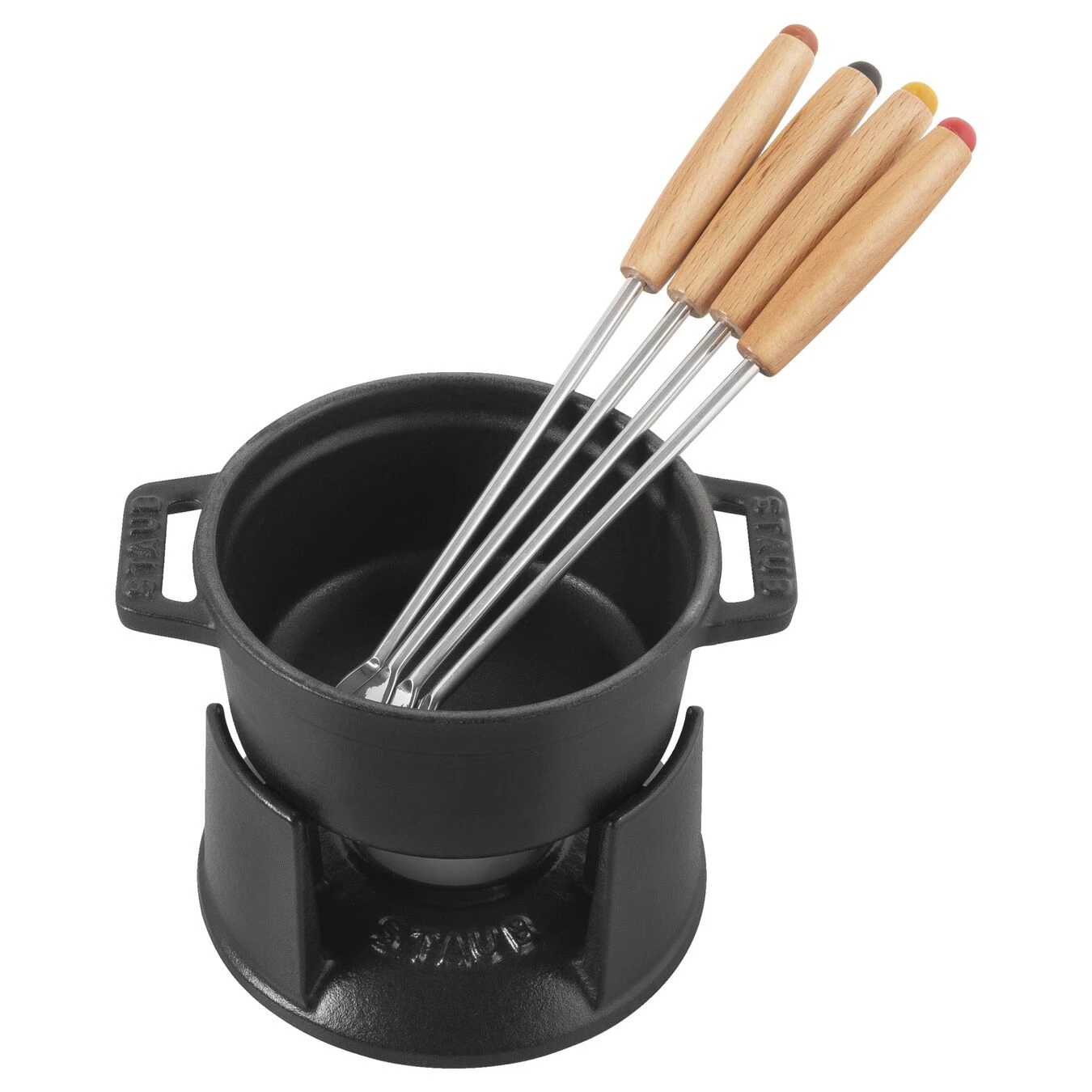 Staub Mini Fondue Set 10 Cm, Schwarz 2 Staub Mini Fondue Set 10 Cm, Schwarz - Image 2
