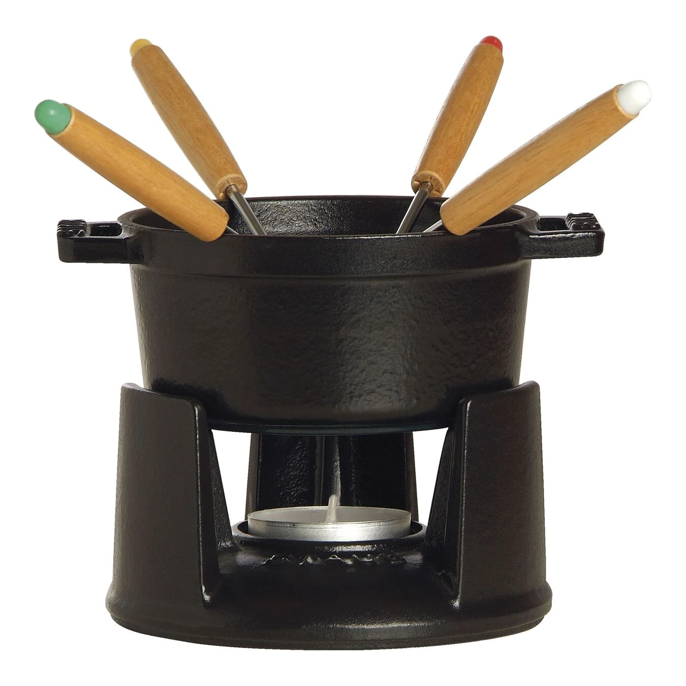 Staub Mini Fondue Set 10 Cm, Schwarz 1 Staub Mini Fondue Set 10 Cm, Schwarz