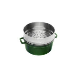 Staub Cocotte Mit Dämpfeinsatz 26 Cm, Rund, Basilikum-Grün, Gusseisen -Staub 40510 603 0 2