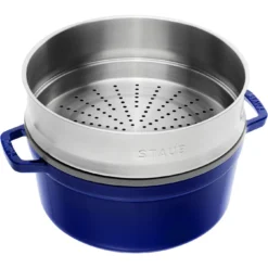 Staub Cocotte Mit Dämpfeinsatz 26 Cm, Rund, Dunkelblau, Gusseisen -Staub 40510604 1
