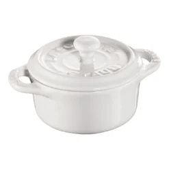 Staub Mini Cocotte 10 Cm, Rund, Reinweiß, Keramik
