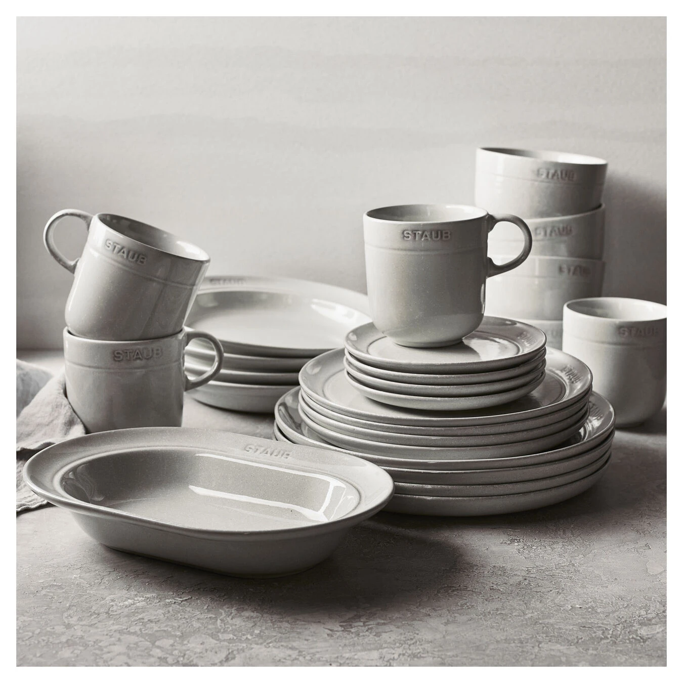 Staub Teller 25 Cm, Keramik, Weisser Trüffel 5 Staub Teller 25 Cm, Keramik, Weisser Trüffel – Bild 5